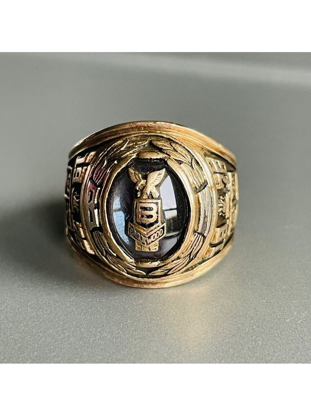 Vintage 10K Gold Brookwood 1976 Class Ring W/ Black Onyx Or Hematite HER…